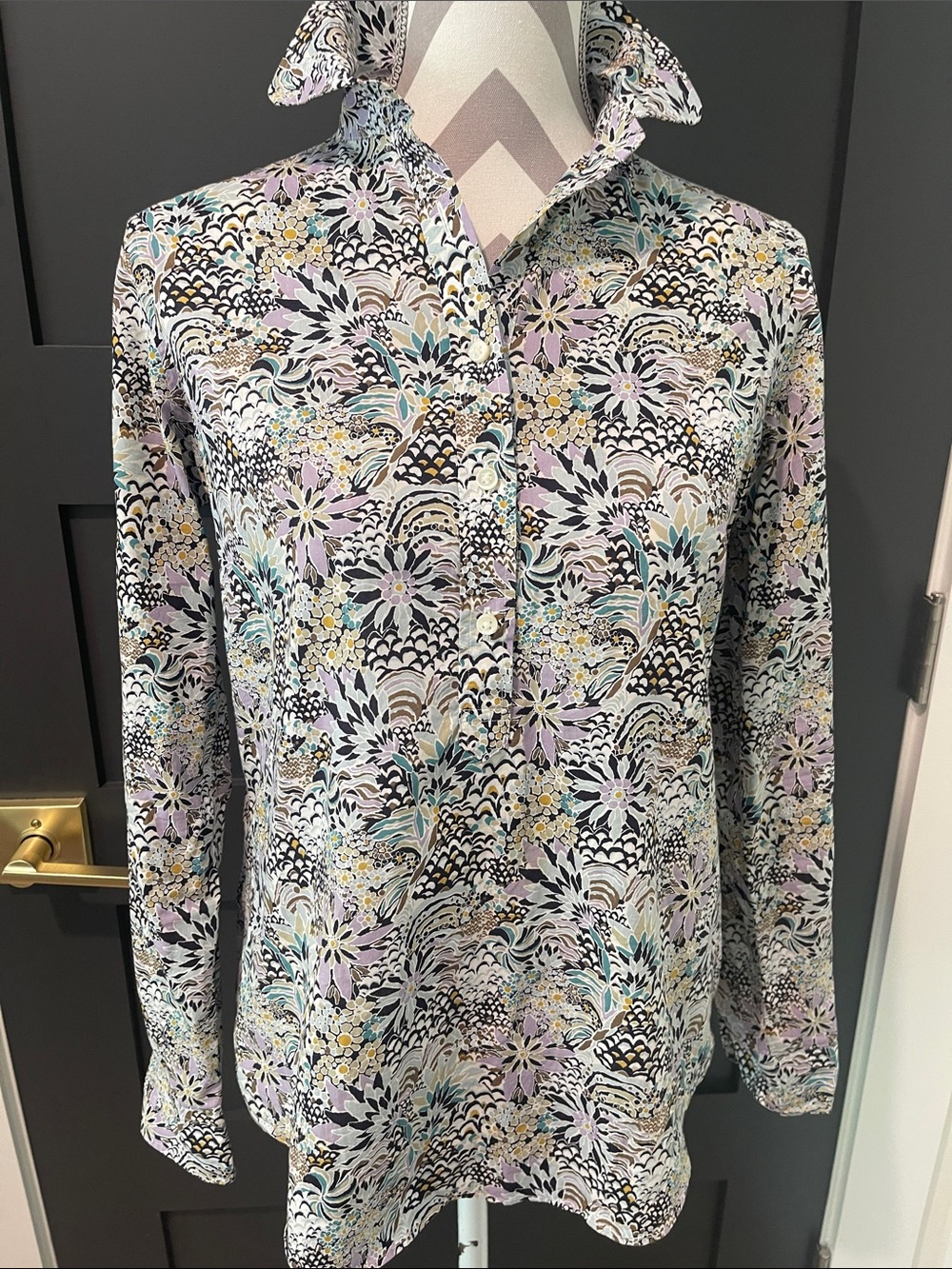Ann Mashburn Designer Heritage Popover Floral Blouse Size S